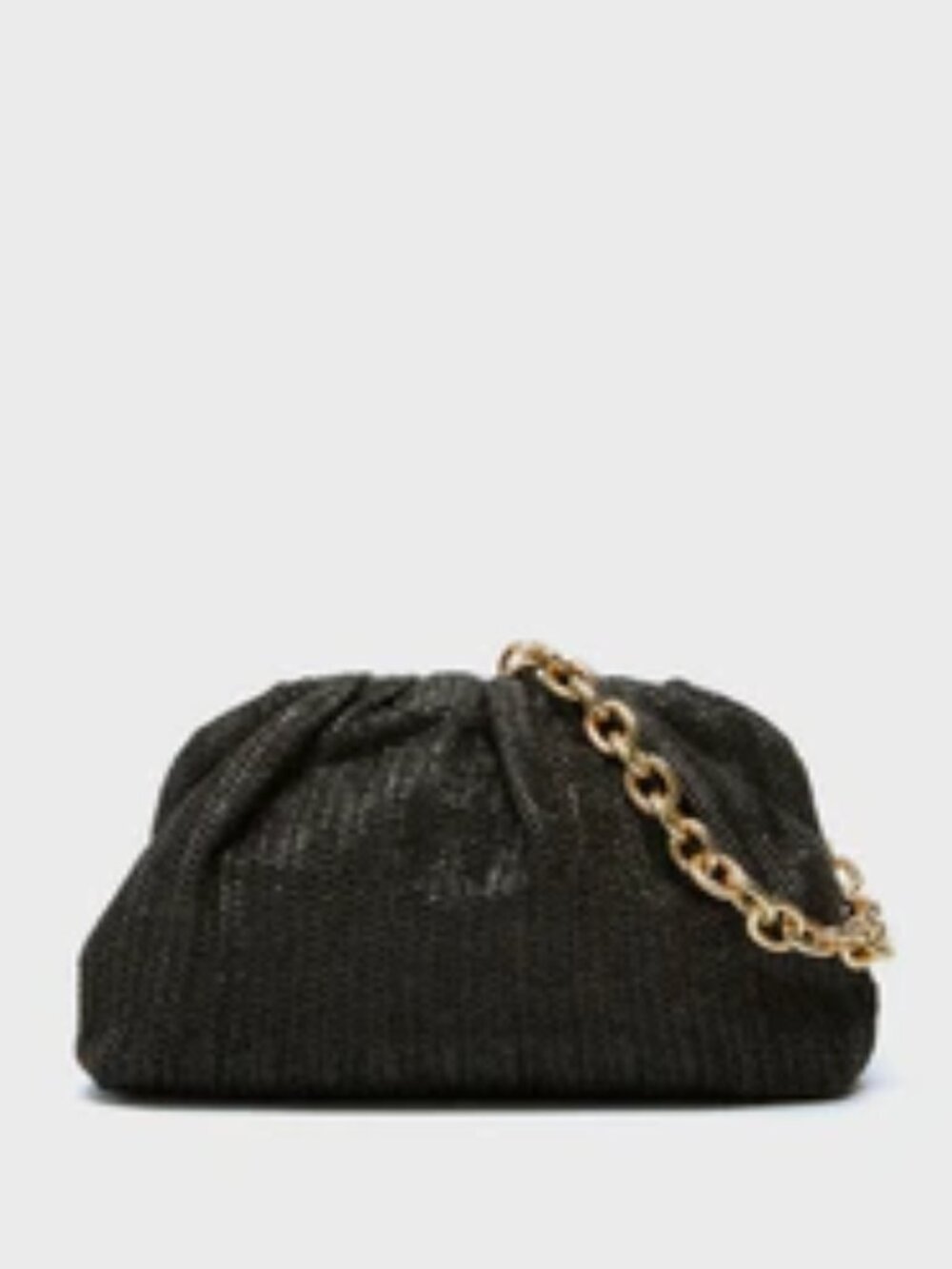 Tuckernuck Black Raffia Slouchy Clutch Purse Bag